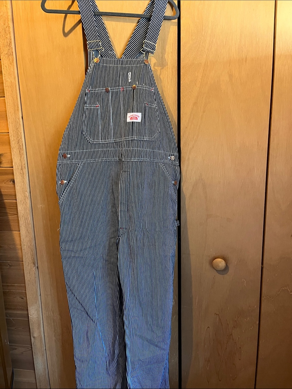 Roundhouse Men’s Cotton railroad stripe overalls